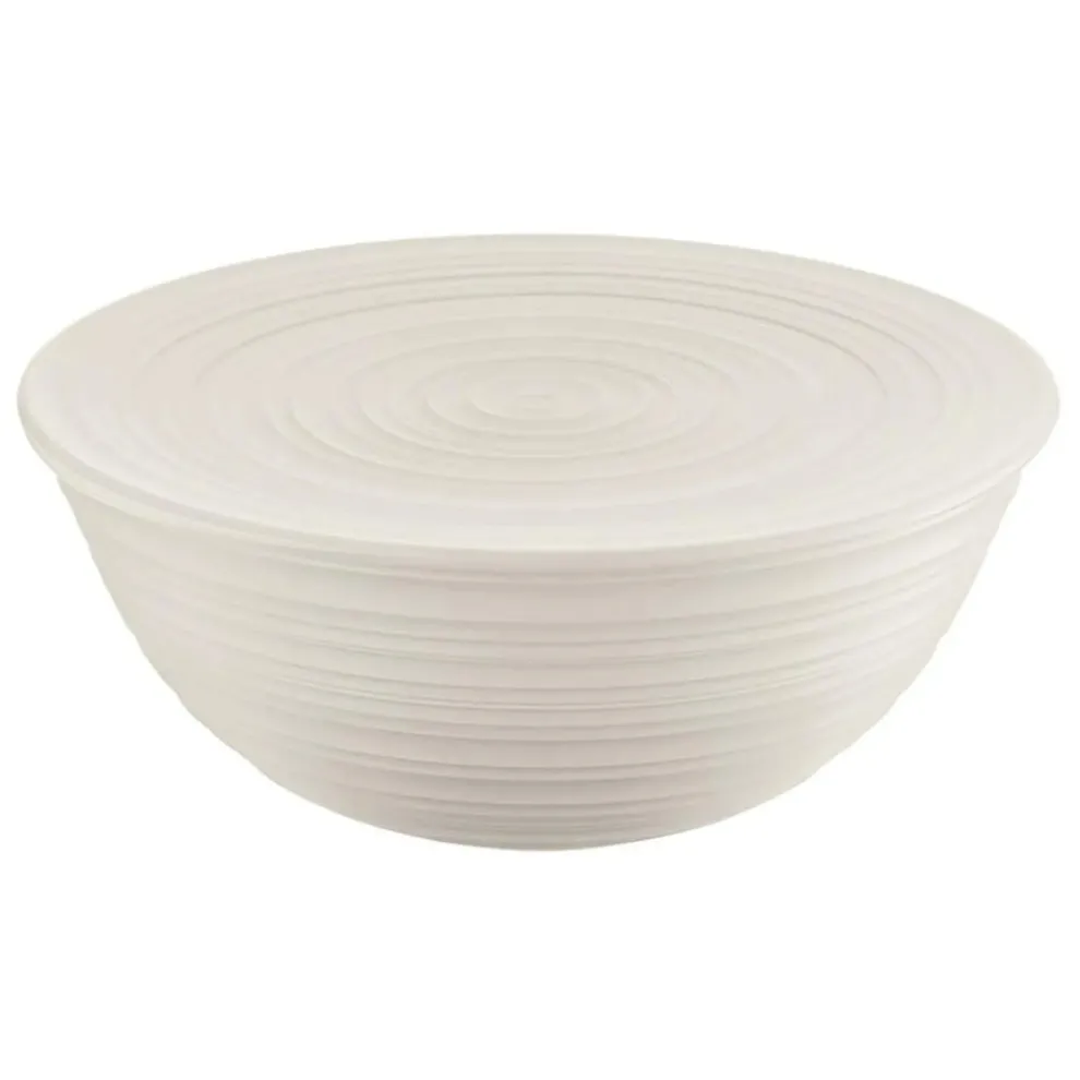 Guzzini Tierra Salad Bowl with Lid, XLarge, Light Cream