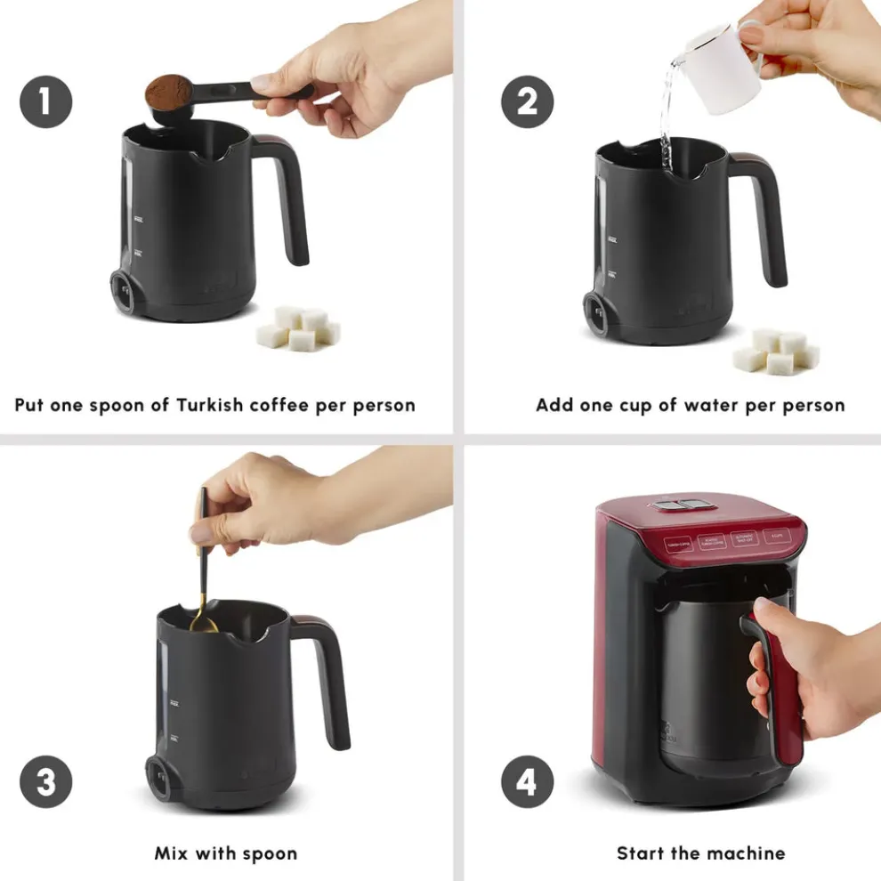 Hatır Köz Turkish Coffee Maker, 535W, Red