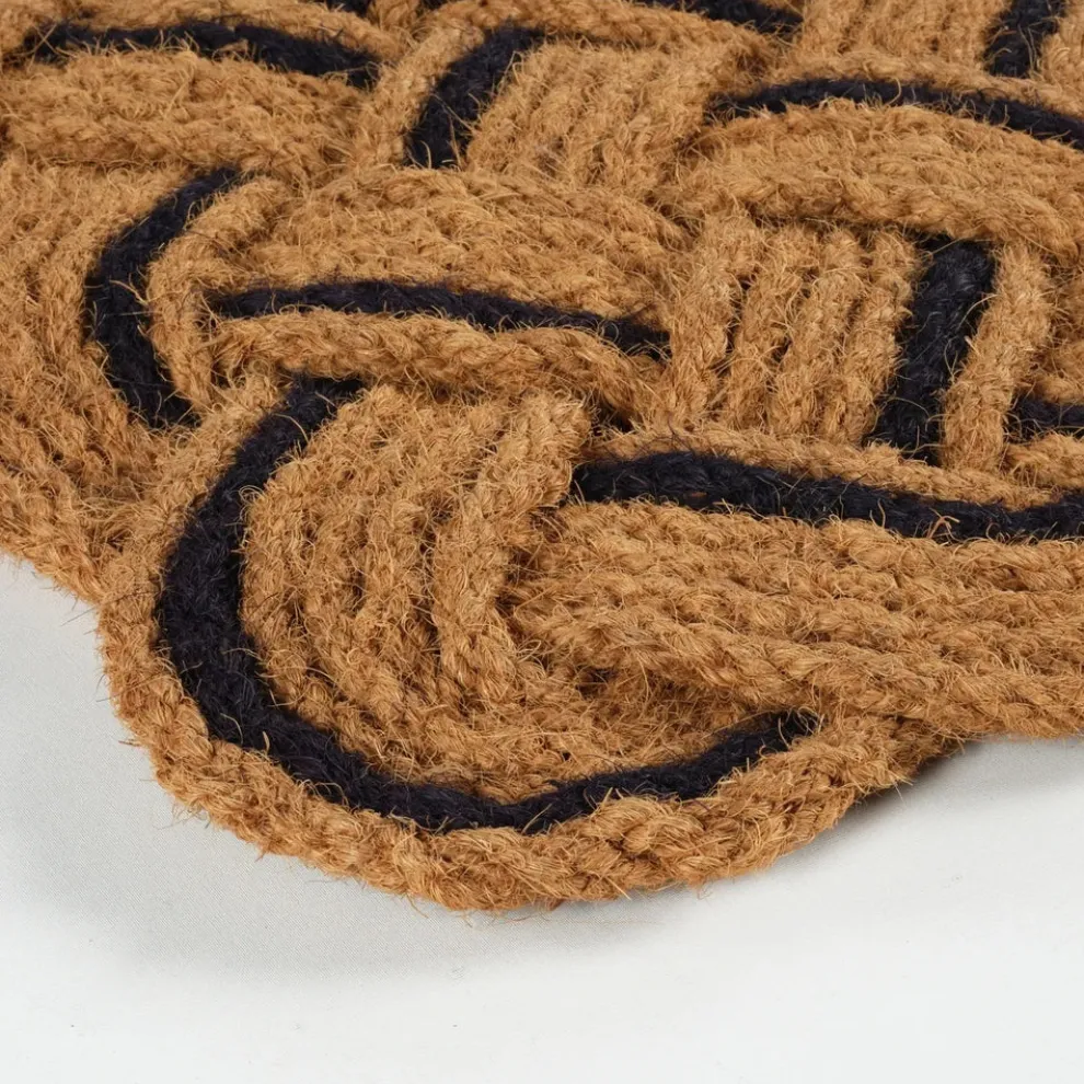 Kaşmir Rugs 7/24 Black Naturel Coco Door Mat, 45cmx75cm, Multi
