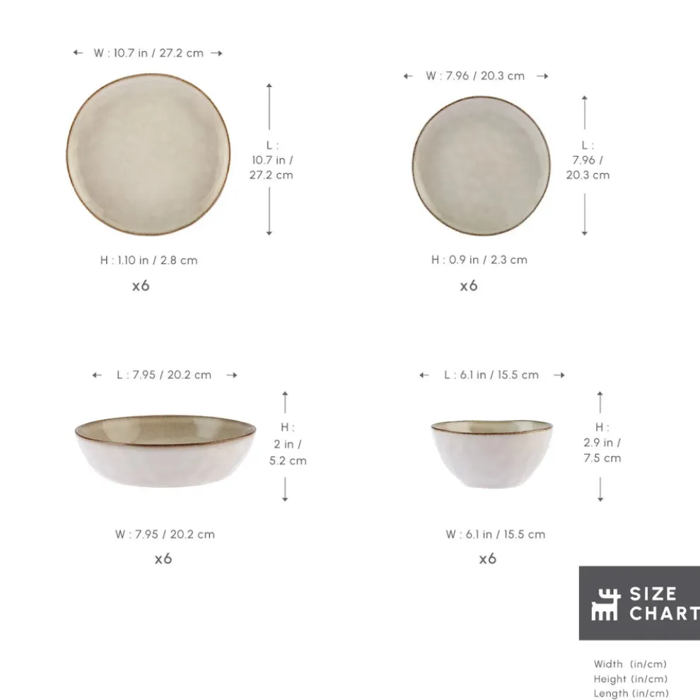 Karaca Aria 24-Piece Reactive Glaze Dinner Set for 6 People, Beige