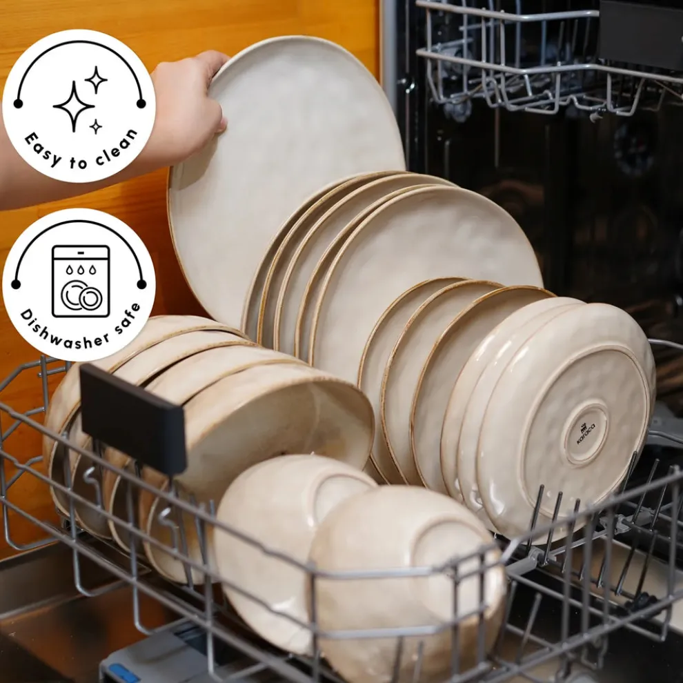 Karaca Aria 24-Piece Reactive Glaze Dinner Set for 6 People, Beige