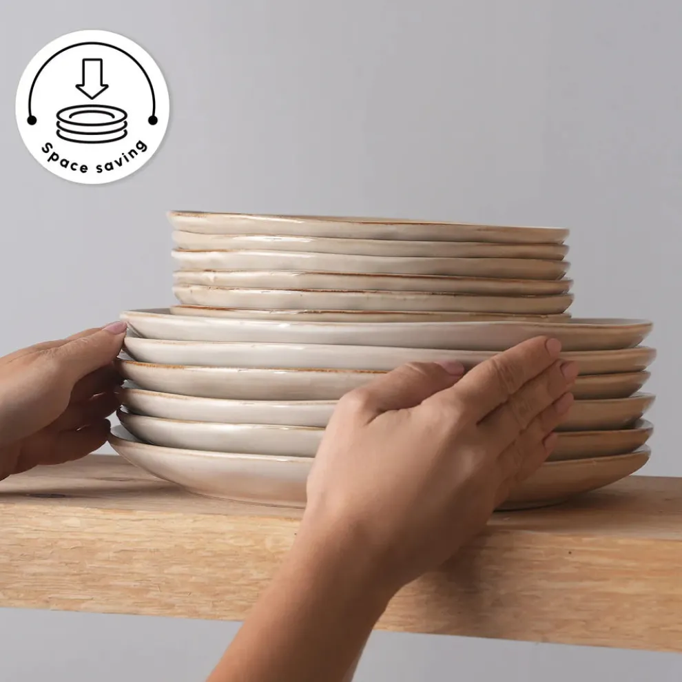 Karaca Aria 24-Piece Reactive Glaze Dinner Set for 6 People, Beige