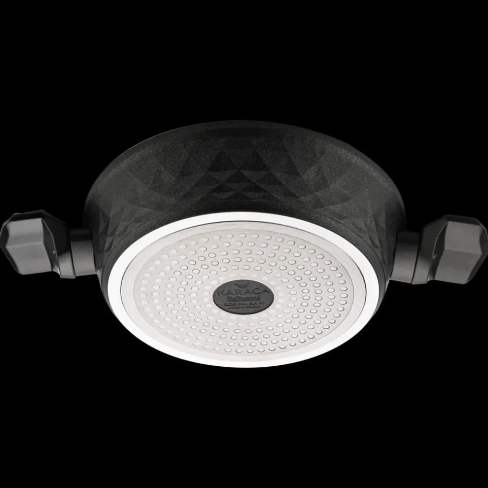 Karaca BioDiamond Non-Stick Antibacterial Handle Induction Shallow Casserole with Lid, 3.2L, Black