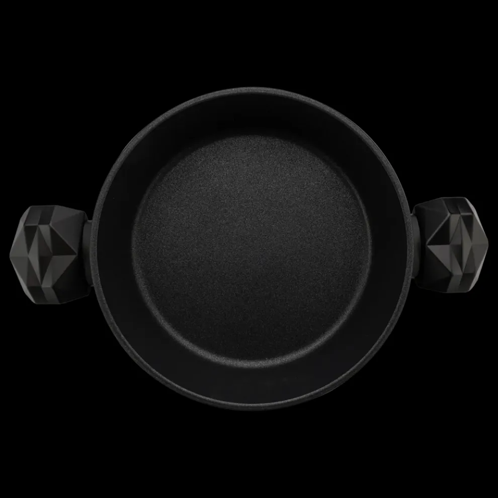 Karaca BioDiamond Non-Stick Antibacterial Handle Induction Shallow Casserole with Lid, 3.2L, Black