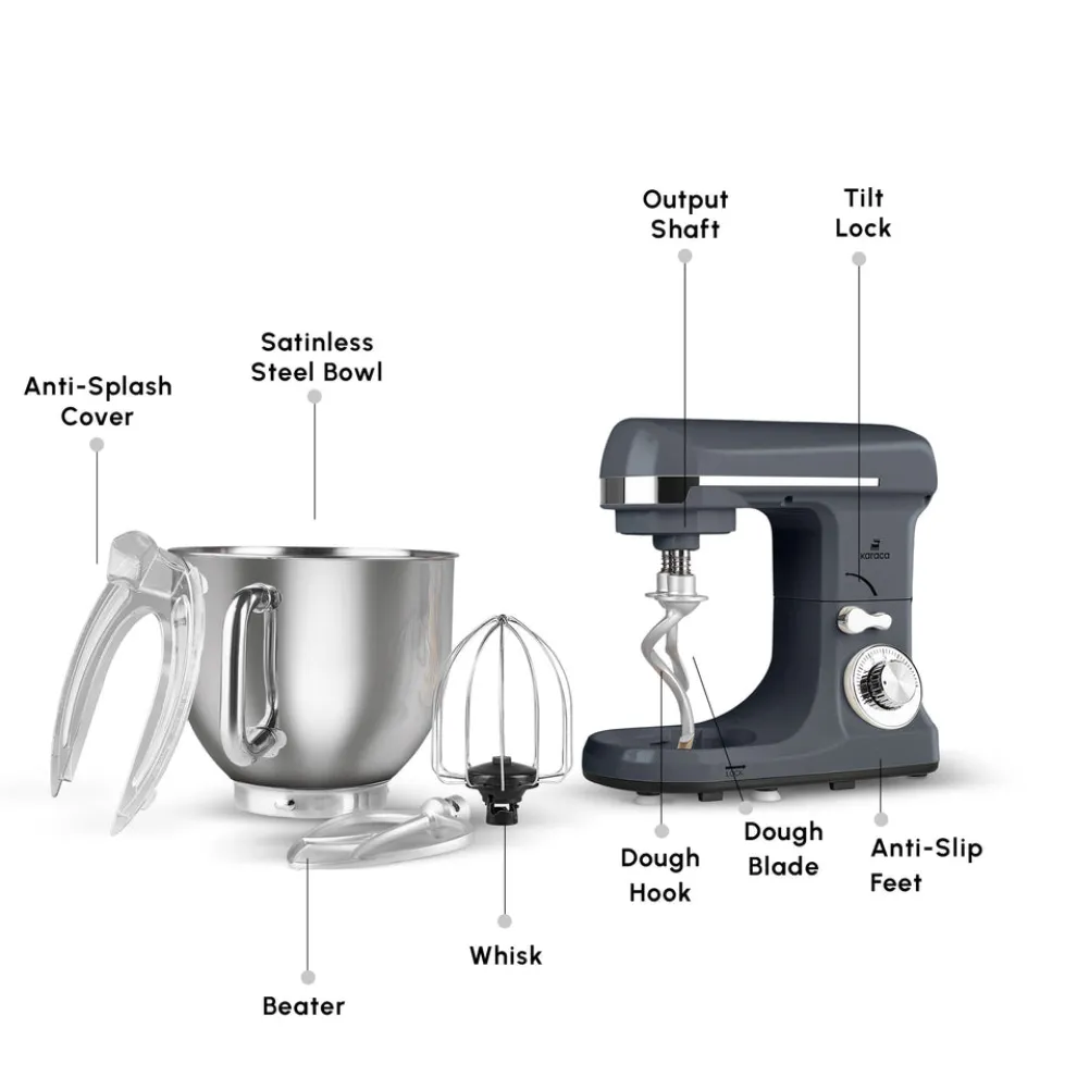 Karaca Blendburst Stand Mixer, 5.7L, 1400W, Grey