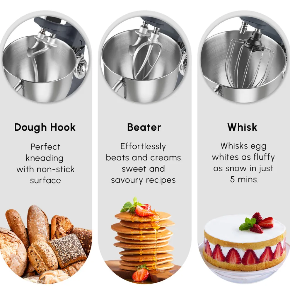 Karaca Blendburst Stand Mixer, 5.7L, 1400W, Grey