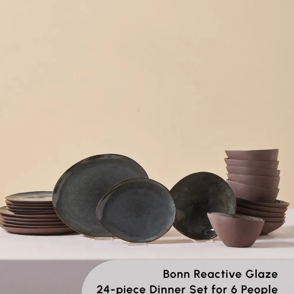 Karaca Bonn 24-Piece Reactive Glaze Dinner Set for 6 People, Multi