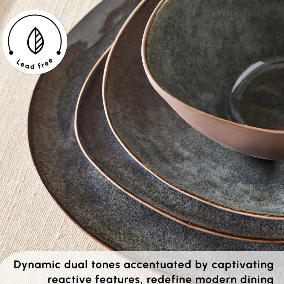 Karaca Bonn 24-Piece Reactive Glaze Dinner Set for 6 People, Multi