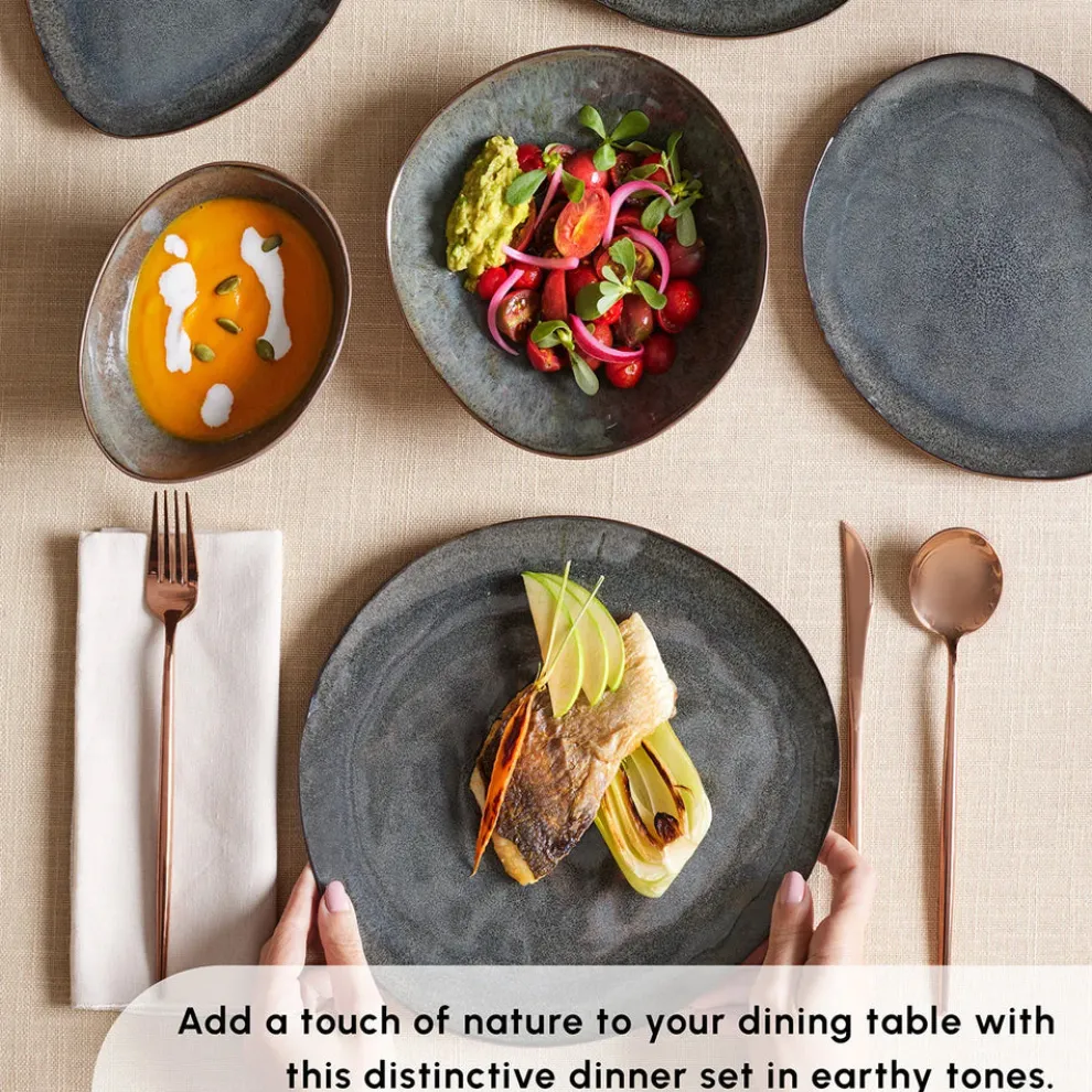 Karaca Bonn 24-Piece Reactive Glaze Dinner Set for 6 People, Multi