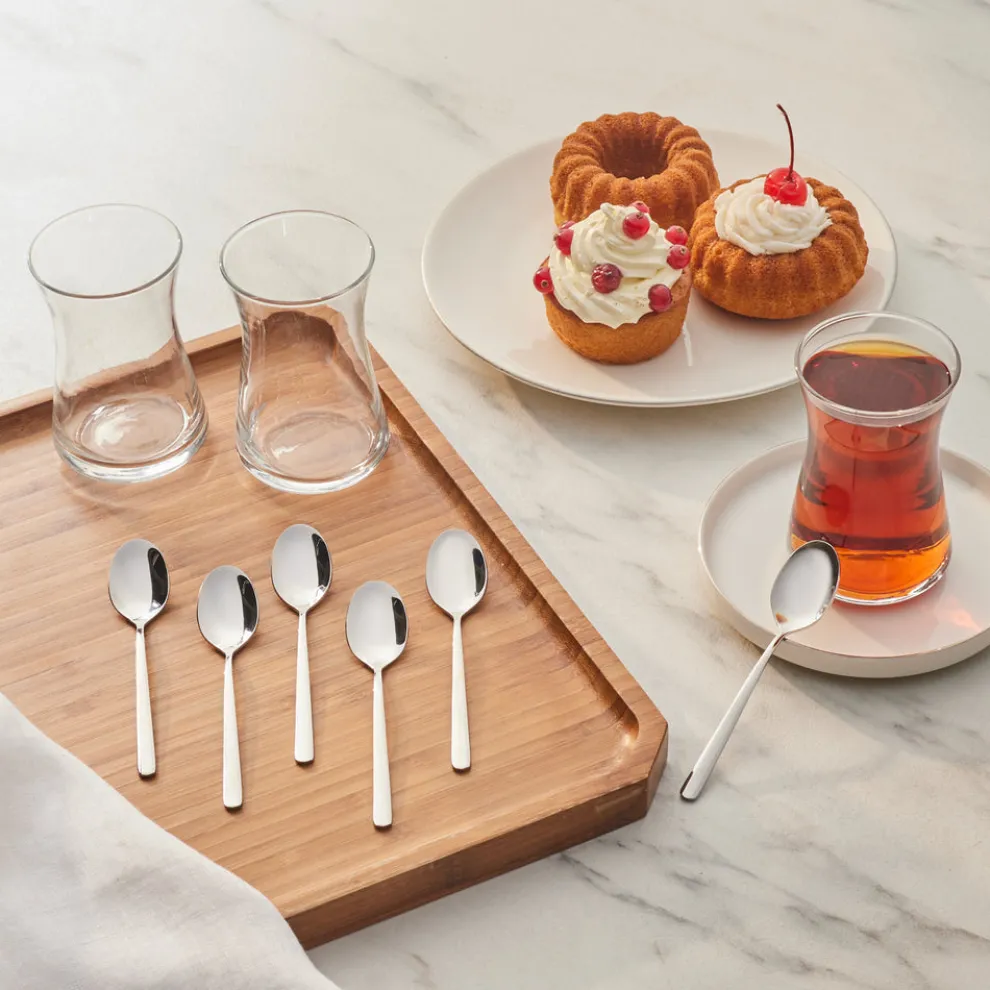 Karaca Boreas 6-Piece Stainless Steel Tea Spoon, Silver
