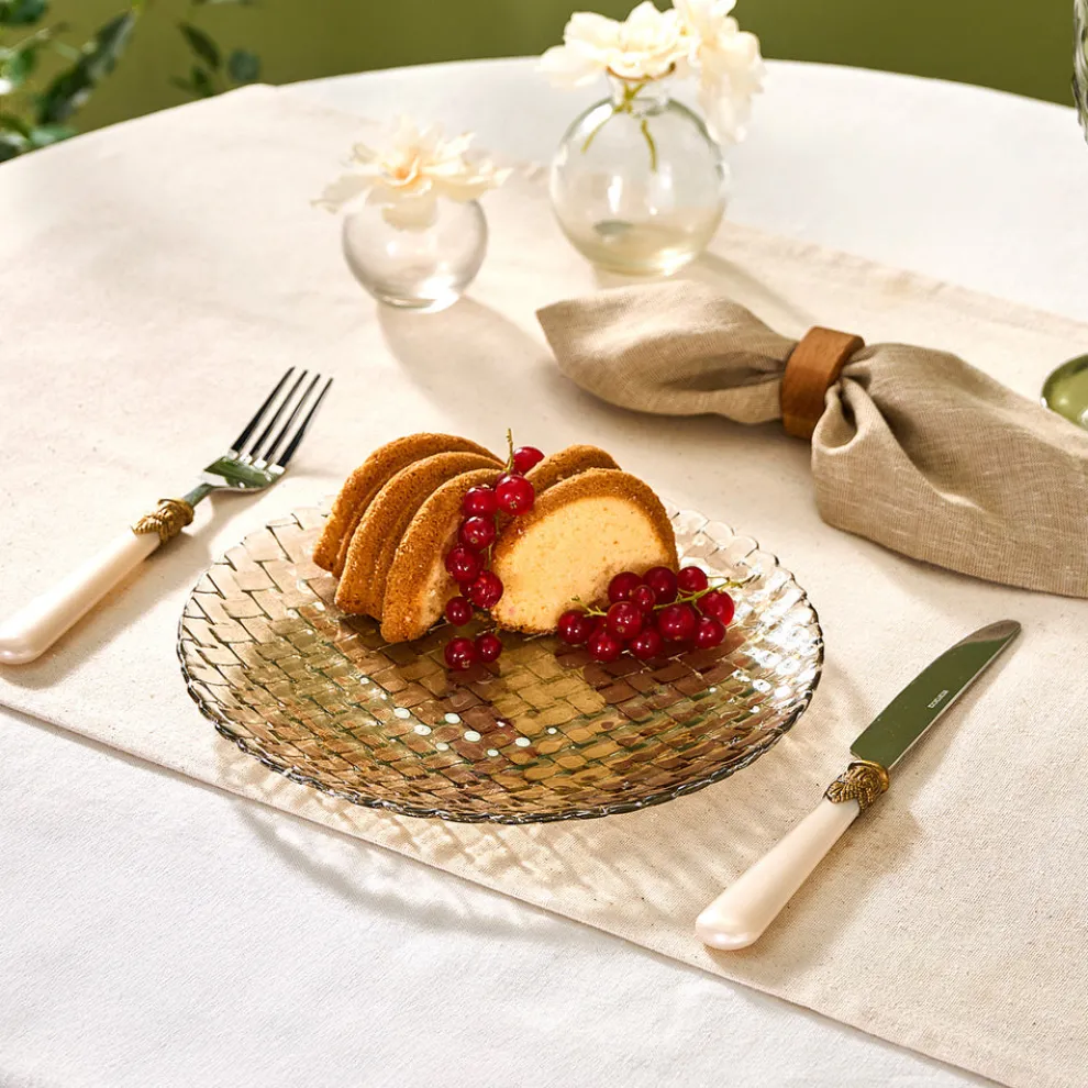 Karaca Braid Lustrous Glass Side Plate, 21cm, Luster