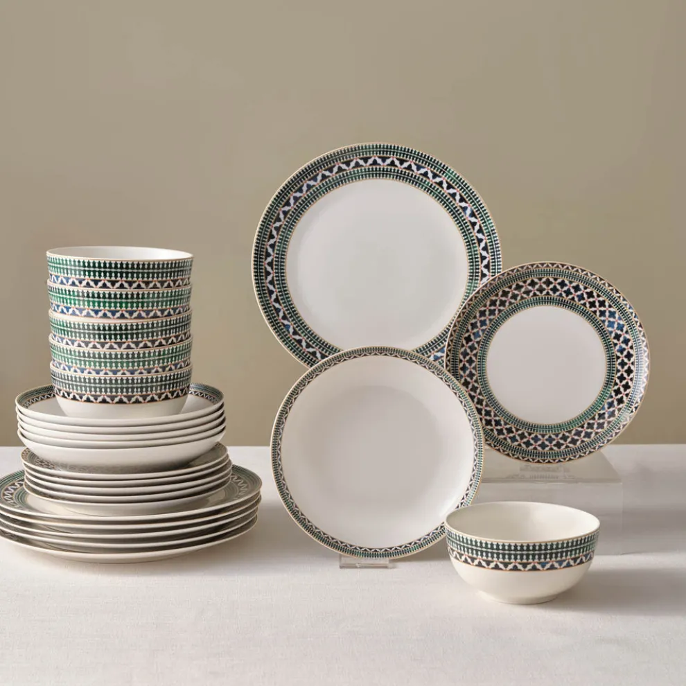 Karaca Cordoba 24-Piece Bone China Dinner Set for 6 People, Multi