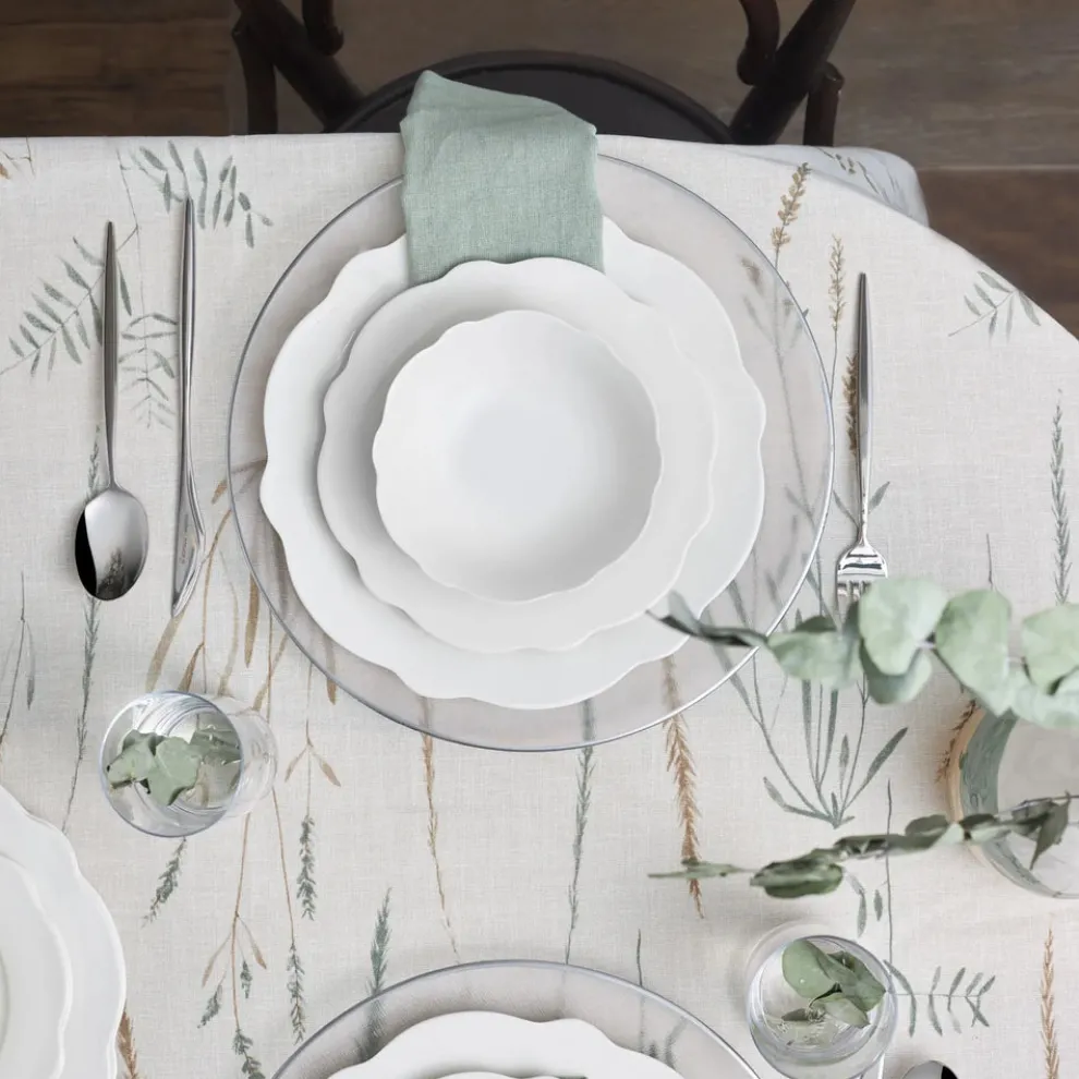 Karaca Daisy 12-Piece Bone China Dinner Set for 4 People, White