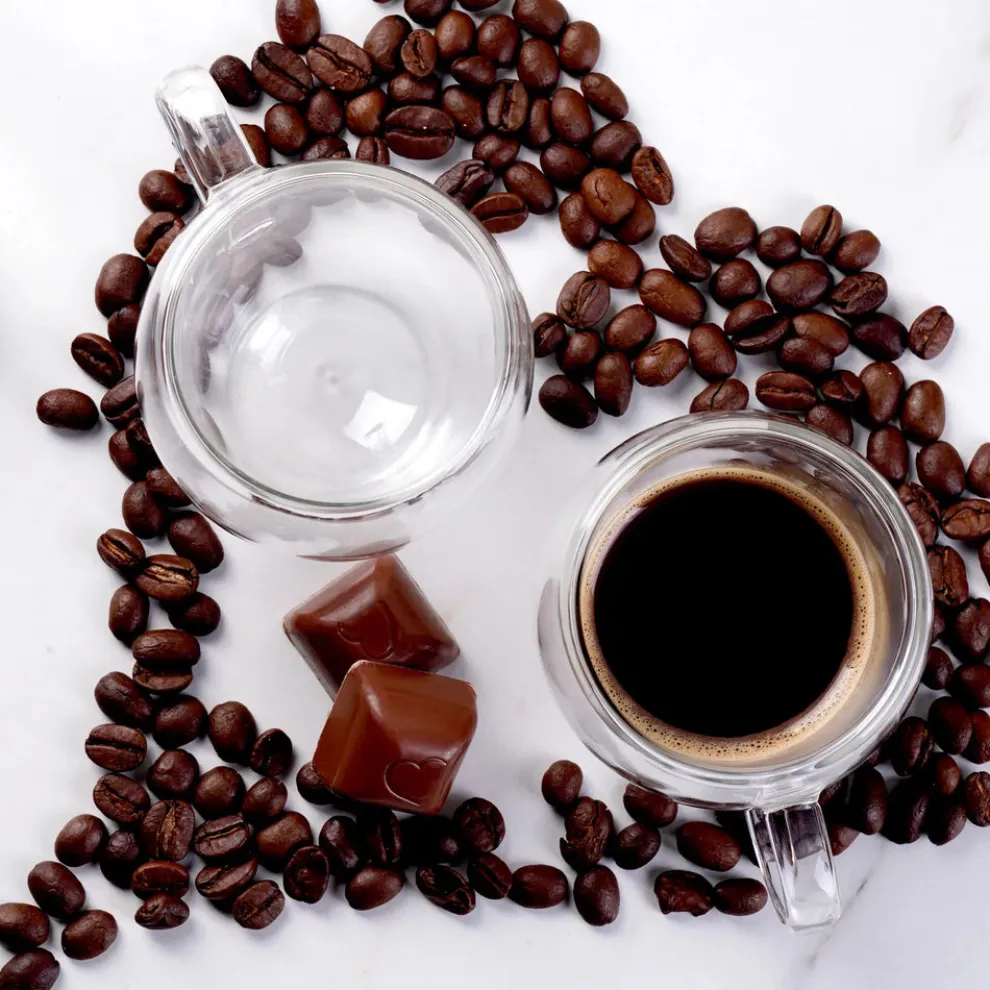 Karaca Double Wall Borosilicate Glass Cup Set with Handle for 2 People, 150ml, Transparent