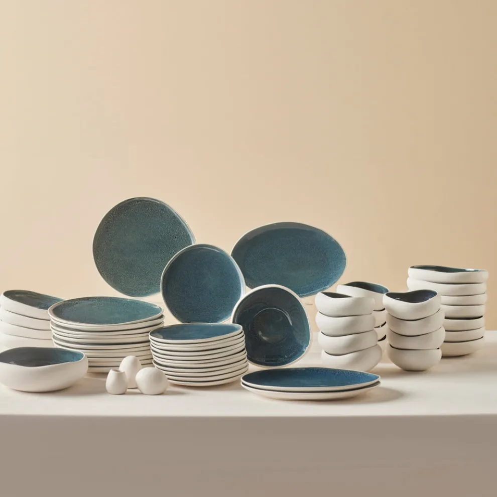 Karaca Earth Collection New Galactic Oscar Reactive Glaze 55-Piece Dinner Set for 12 People, Multi