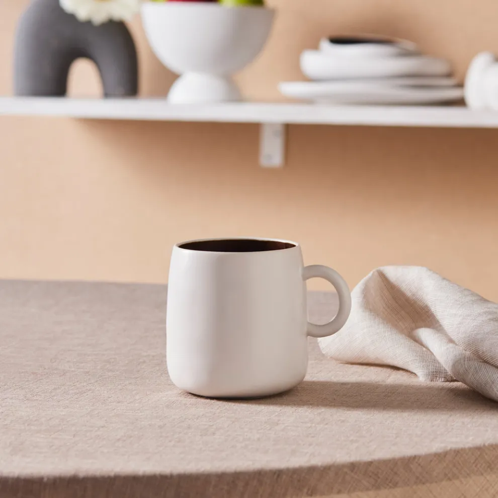 Karaca Earth Collection New Galactic Reactive Glaze Mug, 400ml, White