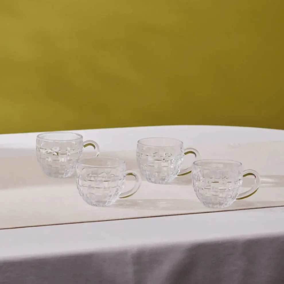 Karaca Emel 4-Piece Glass Tea Cup Set, 180ml, Transparent