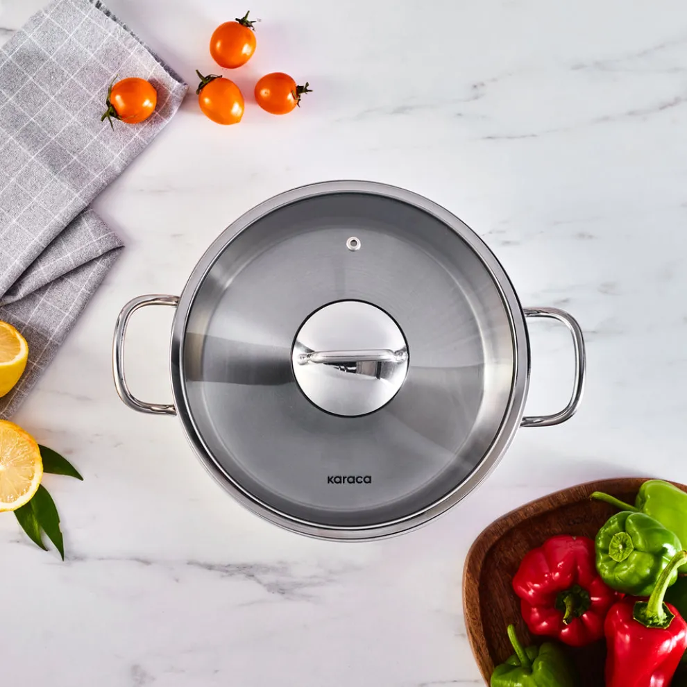 Karaca Emirgan Stainless Steel Stockpot with Lid, 24cm, Silver