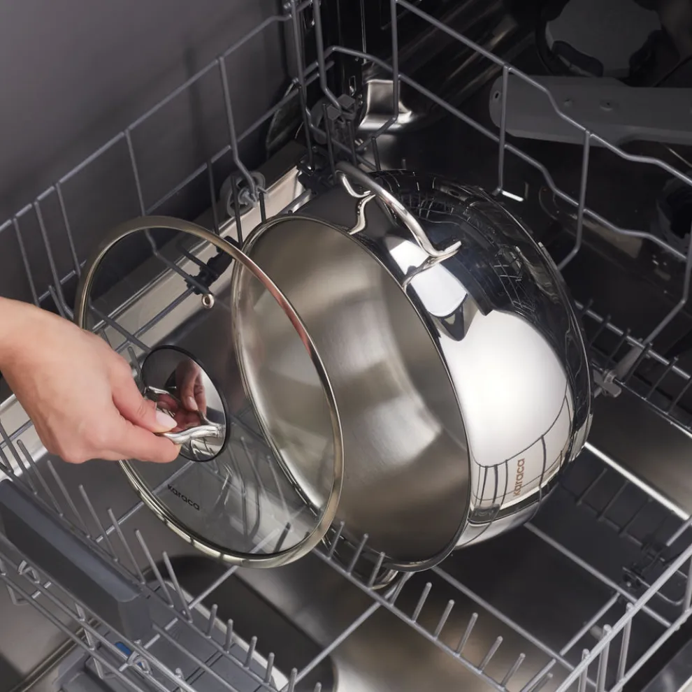 Karaca Emirgan Stainless Steel Stockpot with Lid, 24cm, Silver