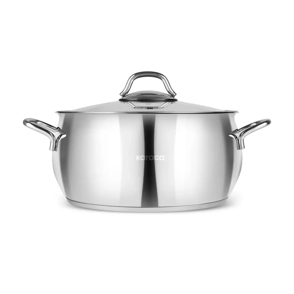 Karaca Emirgan Stainless Steel Stockpot with Lid, 24cm, Silver