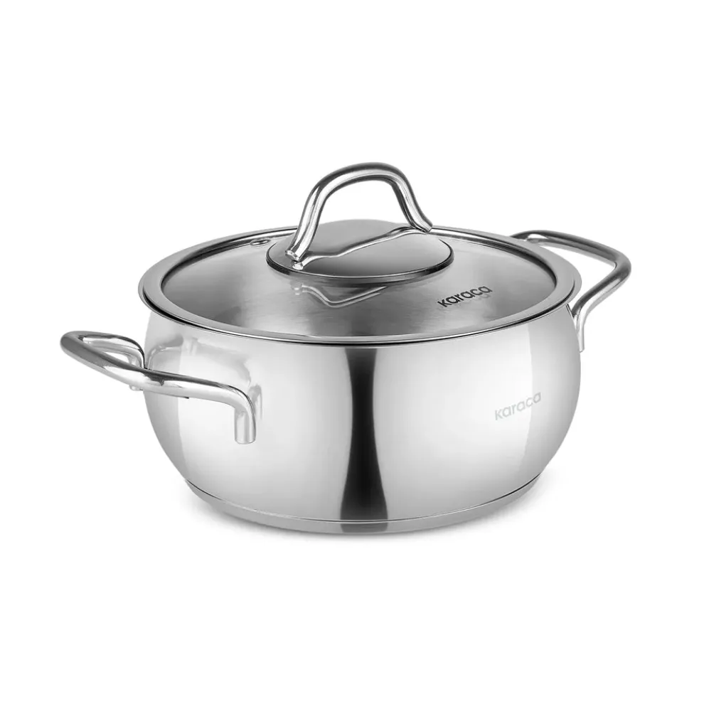 Karaca Emirgan Stainless Steel Stockpot with Lid, 24cm, Silver