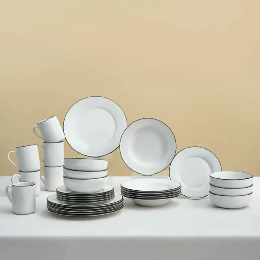 Karaca Emma 30-Piece Porcelain Dinner Set for 6 People, White