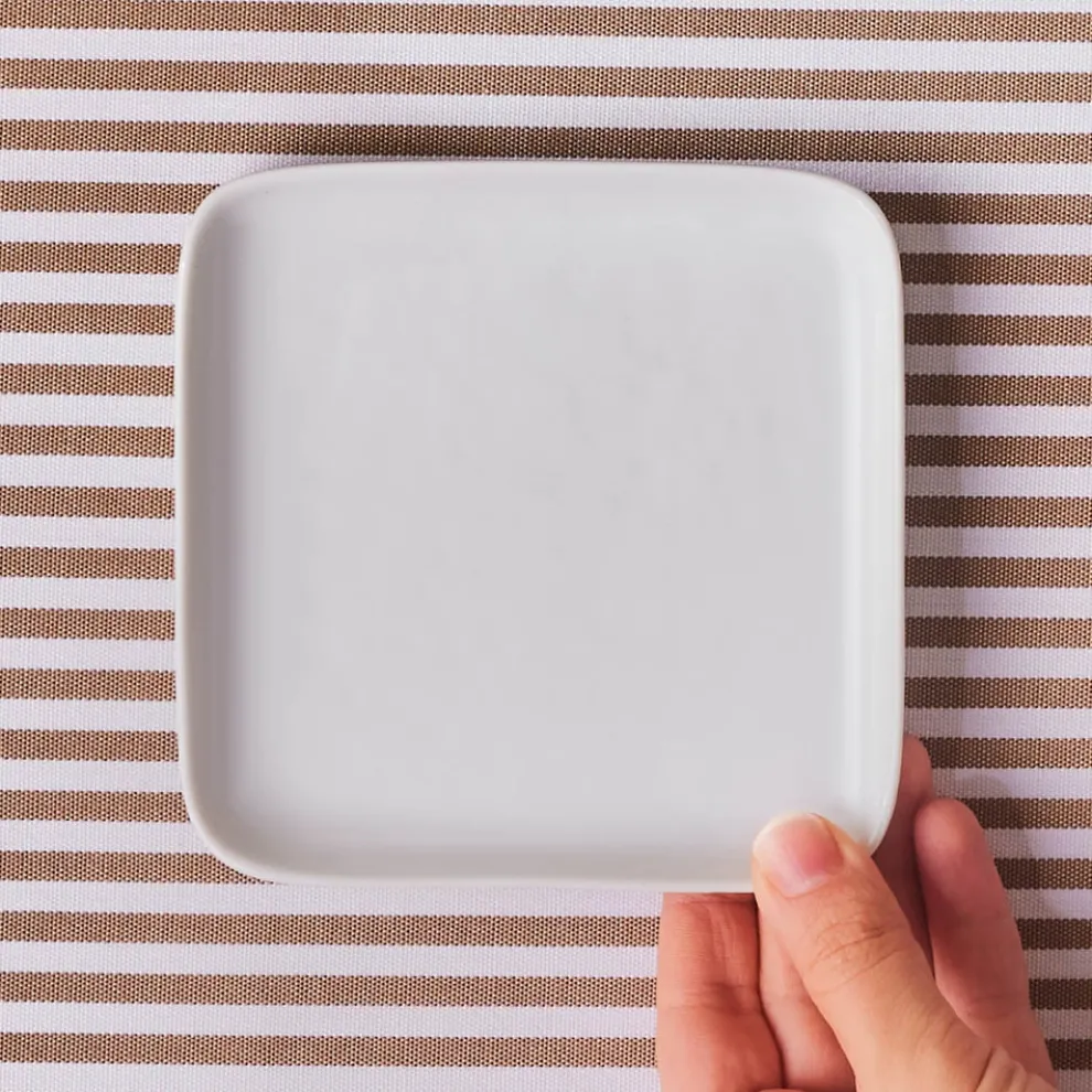 Karaca Epsilon Square Porcelain Dessert/Side Plate, 13cm, White