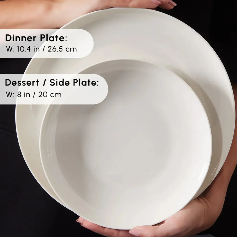 Karaca Forever Bone China Allure 41-Piece Dinner Set for 12 People, White