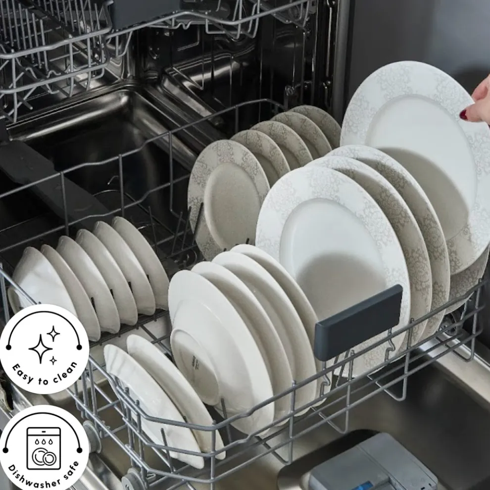 Karaca Forever Bone China New Olio 53-Piece Dinner Set for 12 People, White