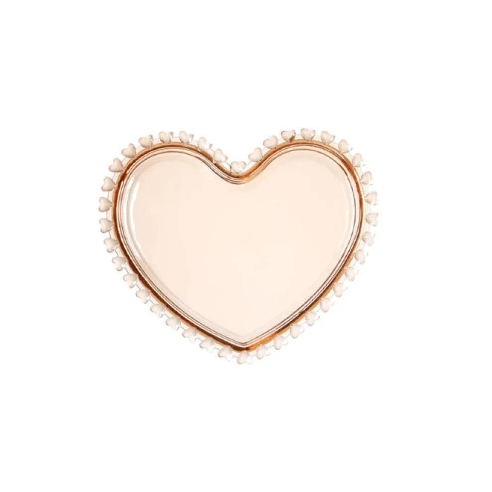 Karaca Glory Glass Heart Side Plate, 18cm, Amber