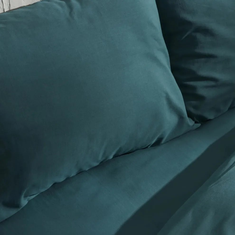 Karaca Home 4 Elements 100% Turkish Cotton Duvet Cover Set with Bed Sheet, Double, Petrol