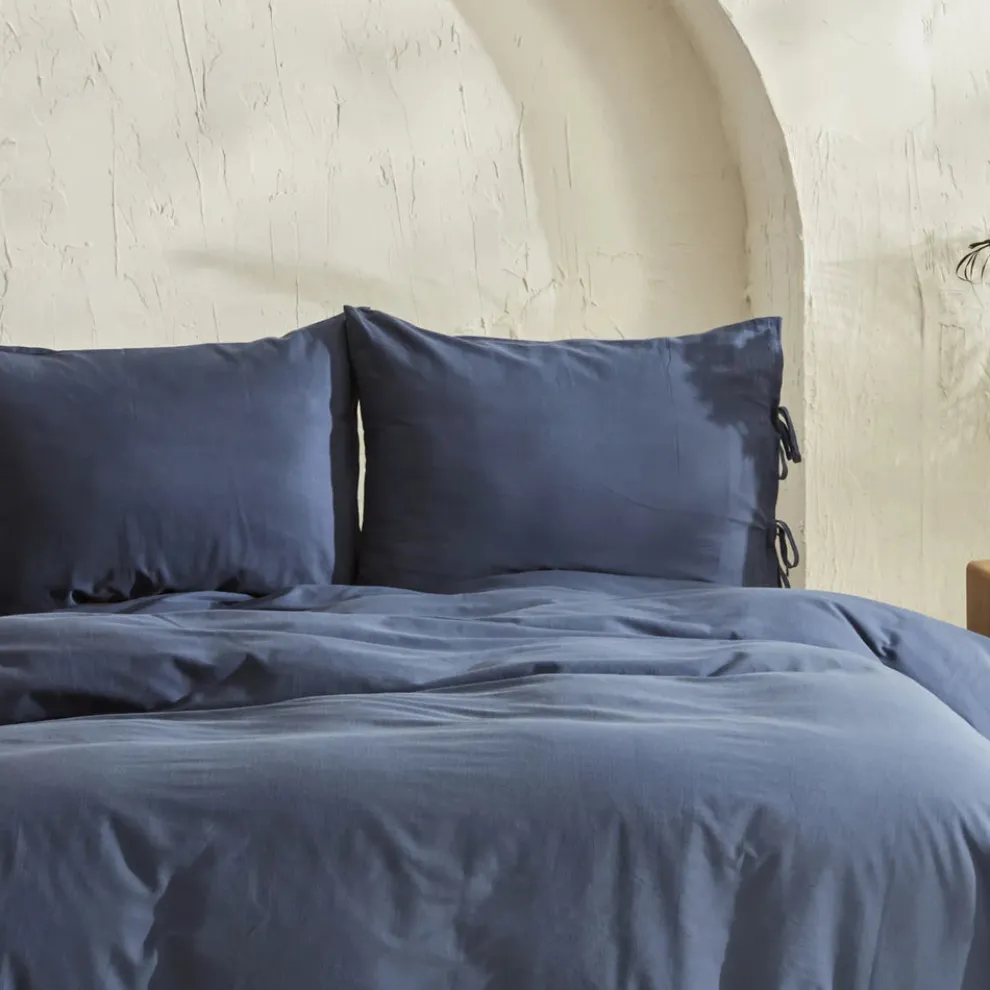 Karaca Home 4 Elements 100% Turkish Cotton Duvet Cover Set with Bed Sheet, Double, Navy Blue