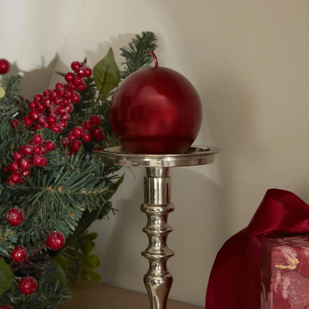Karaca Home Ball Candle, 7cm, Red