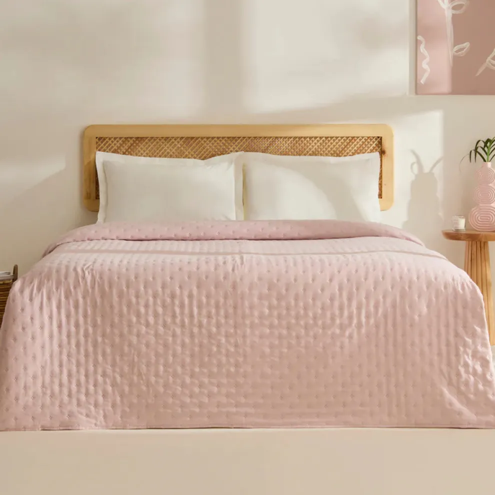 Karaca Home Breezy Bedspread, Single, Powder Pink