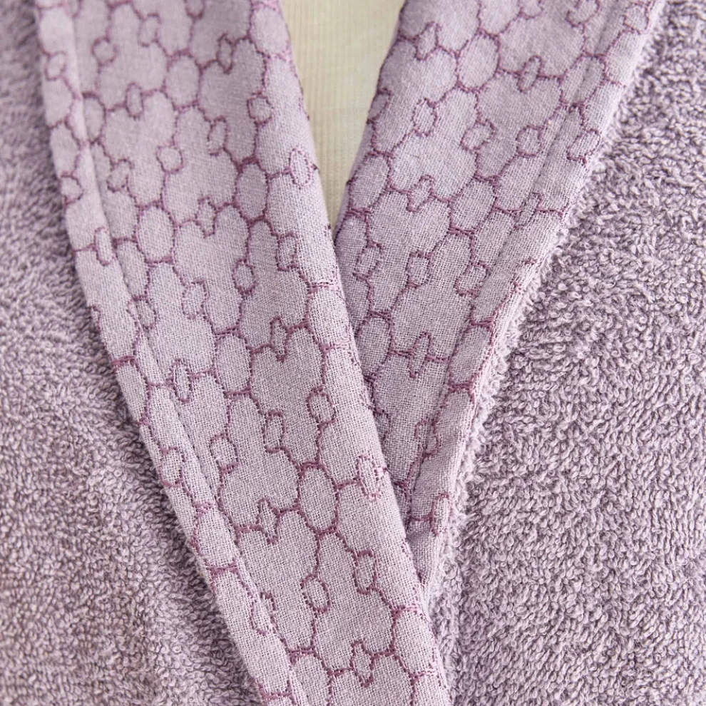 Karaca Home Casita Flos 6-Piece 100% Turkish Cotton Family Bathroom Set, Gray, Plum