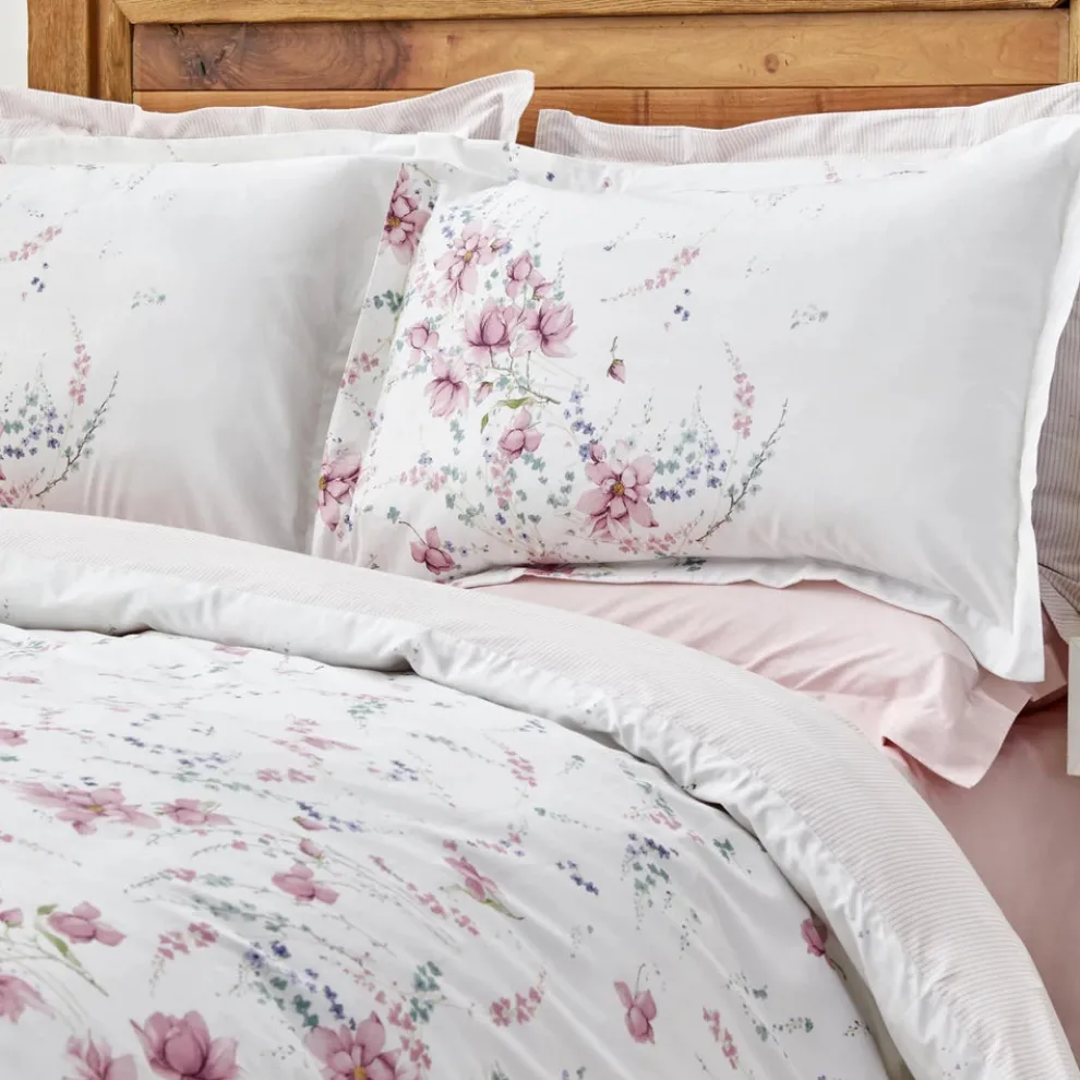 Karaca Home Dalila 100% Turkish Cotton Duvet Cover Set, Double, Pink