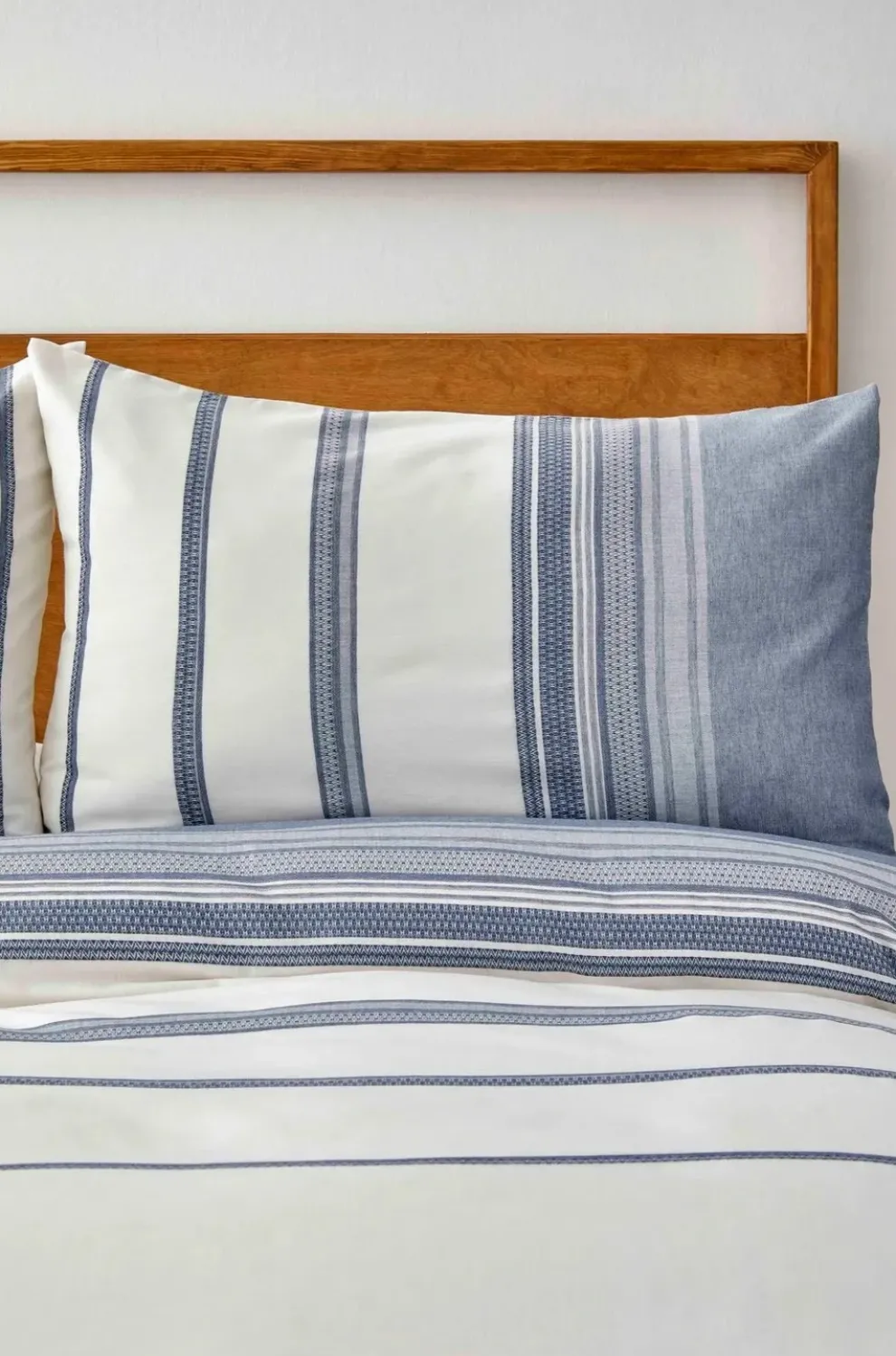 Karaca Home Dobby Woven Duvet Cover Set, King, White Indigo