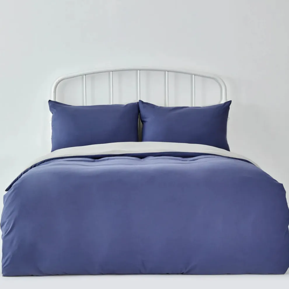 Karaca Home Duvet Cover Set, Double, Navy Blue Grey