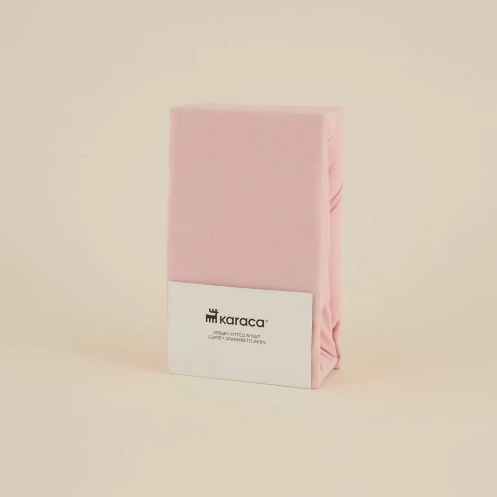 Karaca Home Jersey 100% Turkish Cotton Fitted Sheet, 200x200+30cm, Dusty Pink