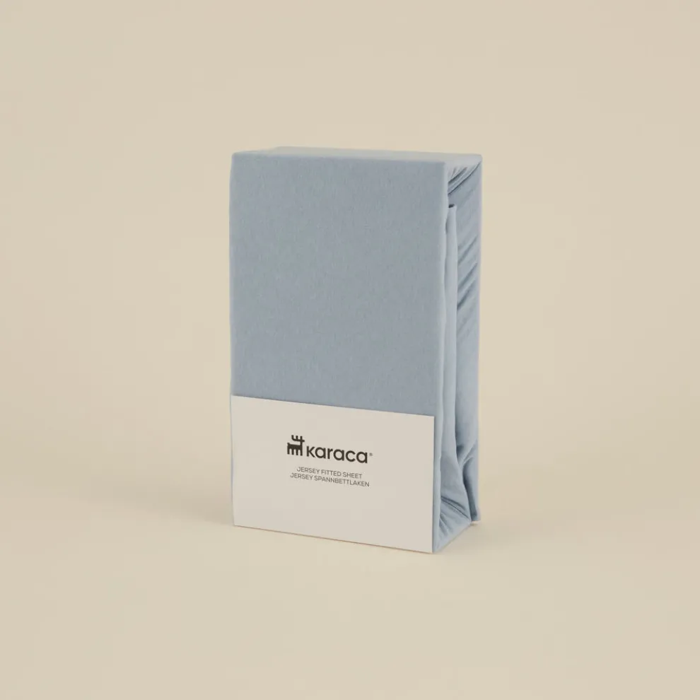 Karaca Home Jersey 100% Turkish Cotton Fitted Sheet, 120x200+30cm, Blue