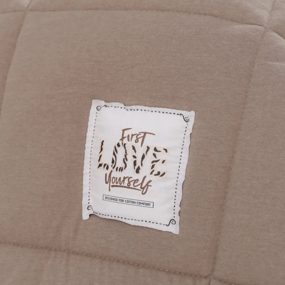 Karaca Home Motto 100% Turkish Cotton Comfort Bedding Set, Double, Beige