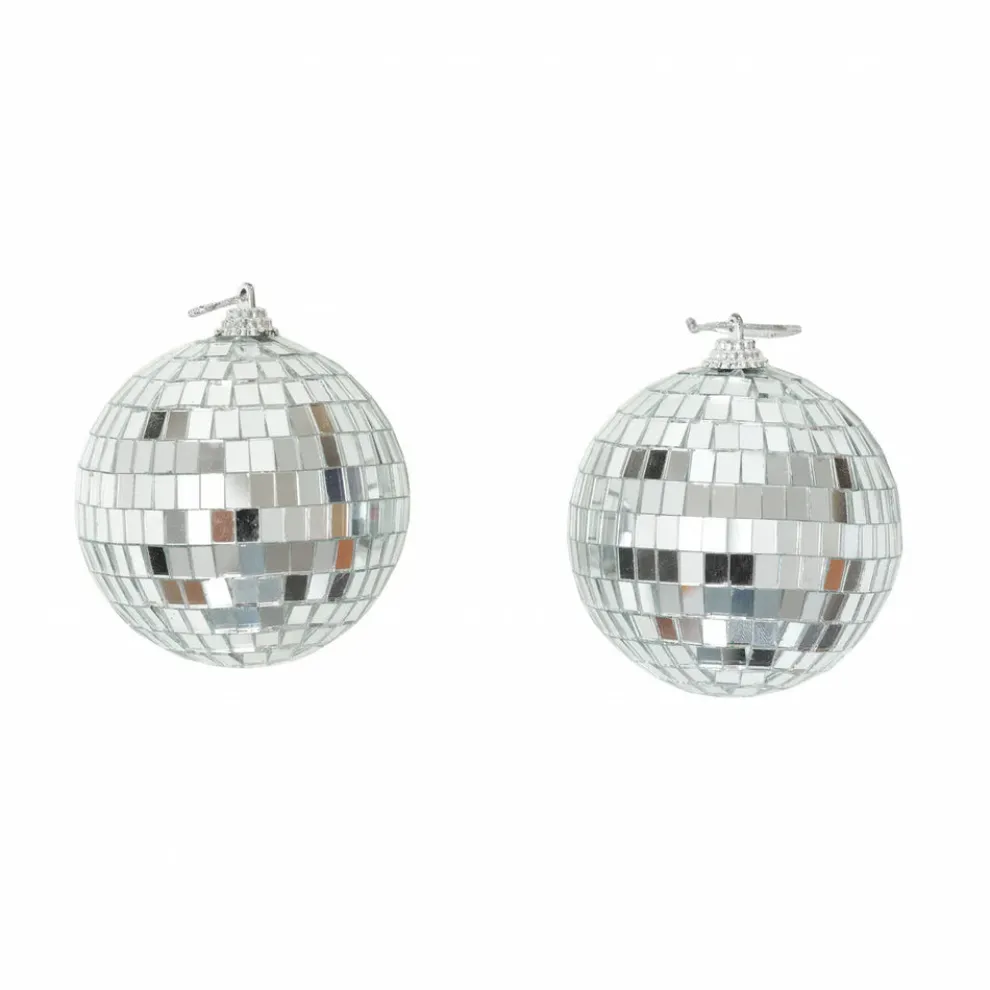 Karaca Home New Year Christmas Ball Tree Bauble Set, 2 Piece, 8cm, Silver