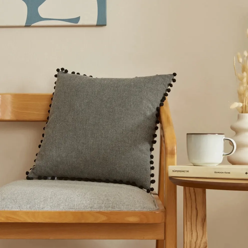 Karaca Home Reneta Filled Cushion, Anthracite