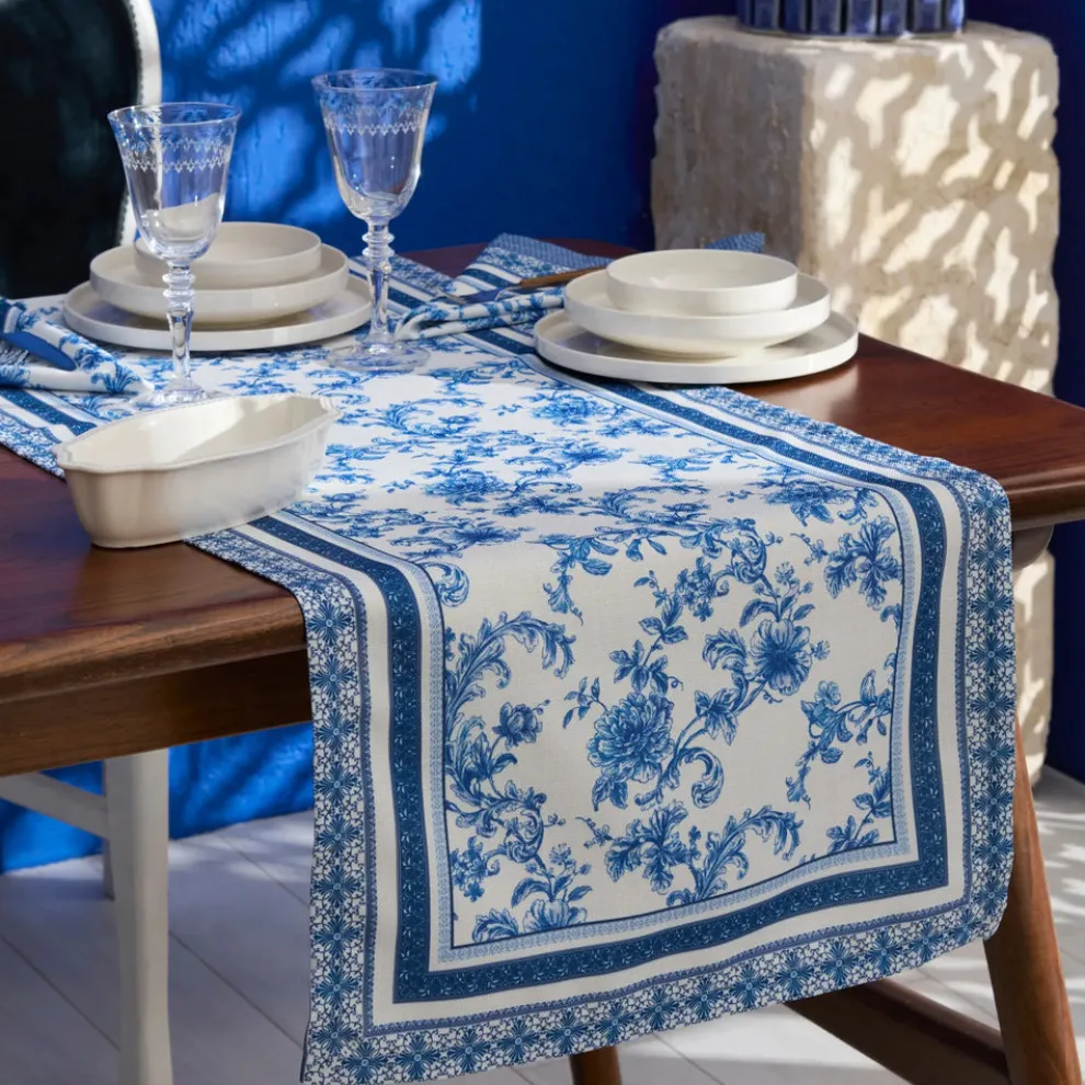 Karaca Home Rosario Care-Free Runner, 45X150cm, Blue White