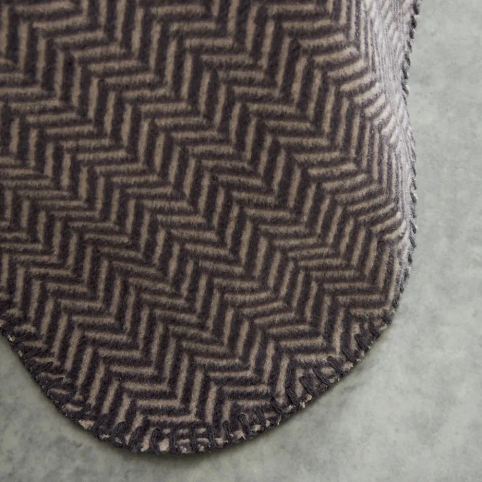 Karaca Home Sandra Herringbone Pattern Blanket, 200x220cm, Double, Grey