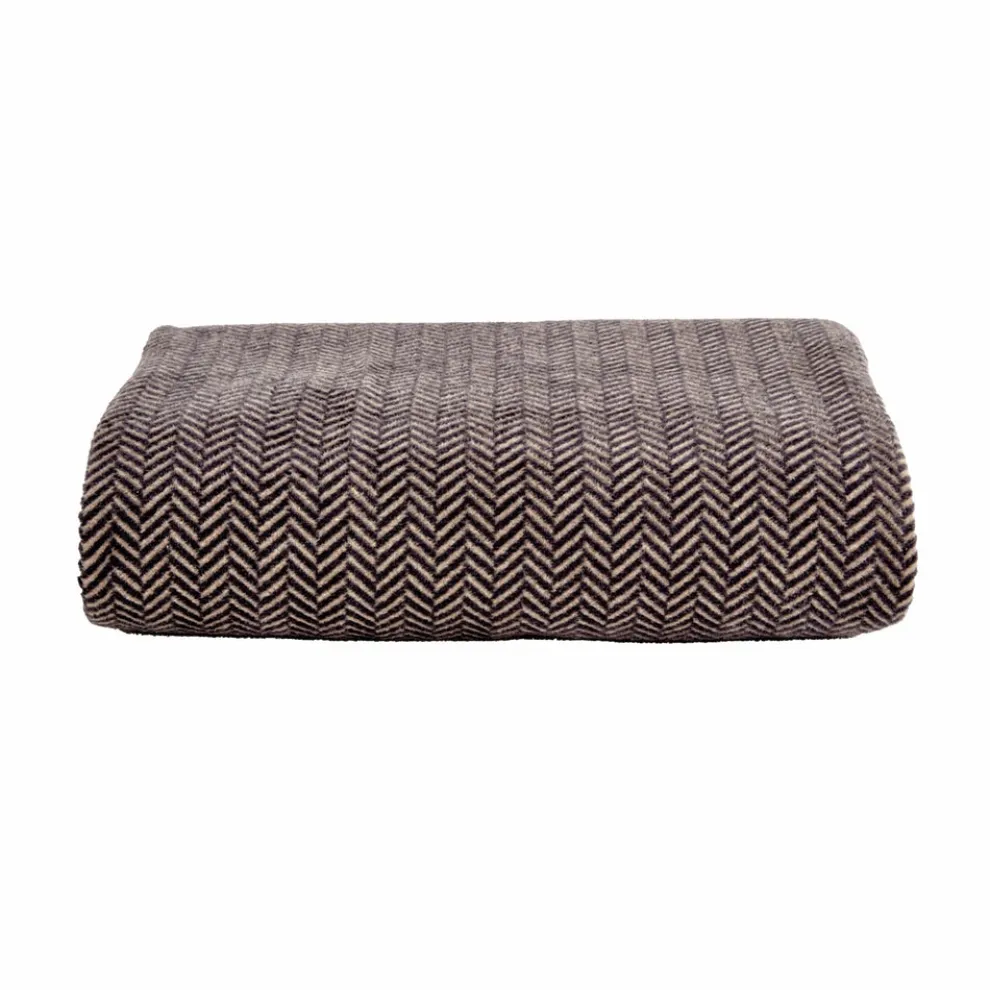 Karaca Home Sandra Herringbone Pattern Blanket, 200x220cm, Double, Grey