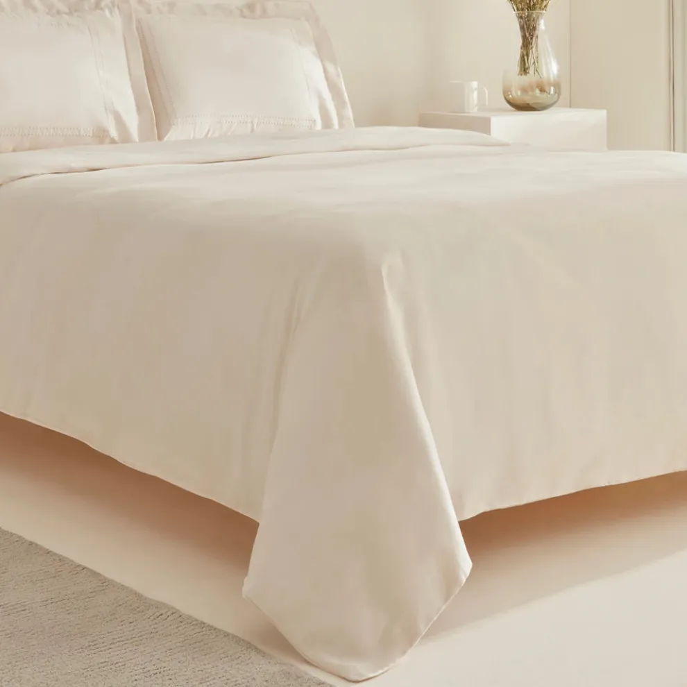Karaca Home White Collection Felves 100% Turkish Cotton Duvet Cover Set, Double, Beige