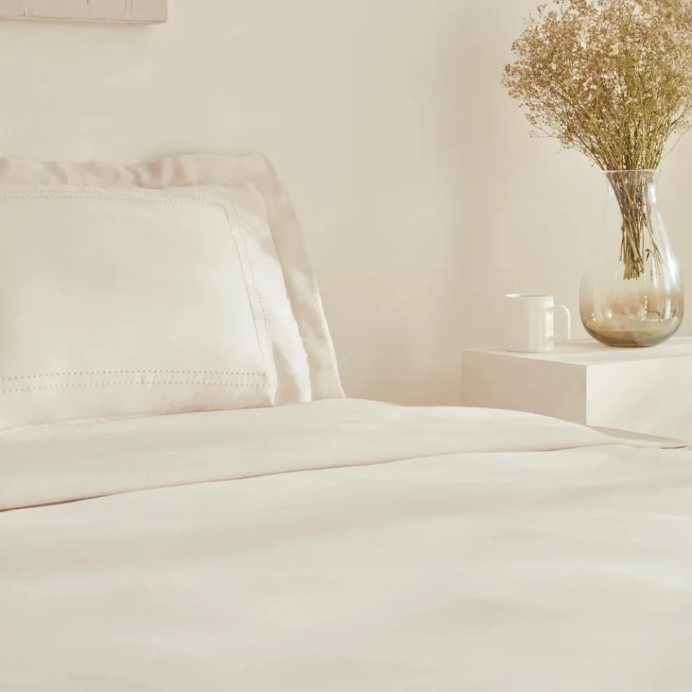 Karaca Home White Collection Felves 100% Turkish Cotton Duvet Cover Set, King Size, Beige