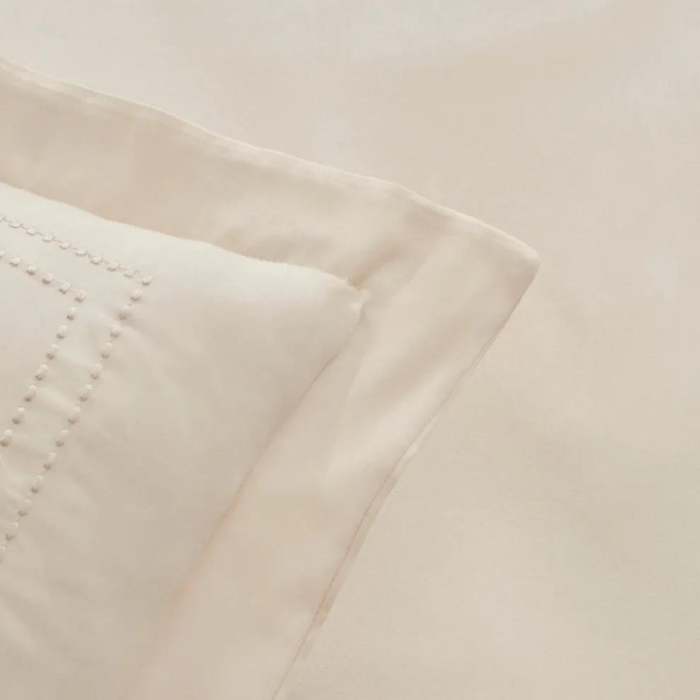 Karaca Home White Collection Felves 100% Turkish Cotton Duvet Cover Set, King Size, Beige