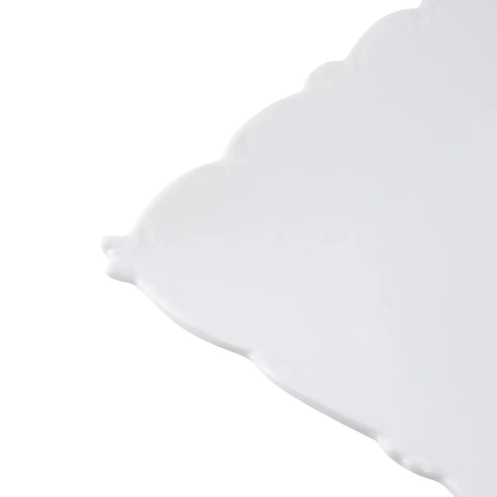 Karaca Ivy Porcelain Serving Platter, 35.3cmx23cmx2.5cm, White
